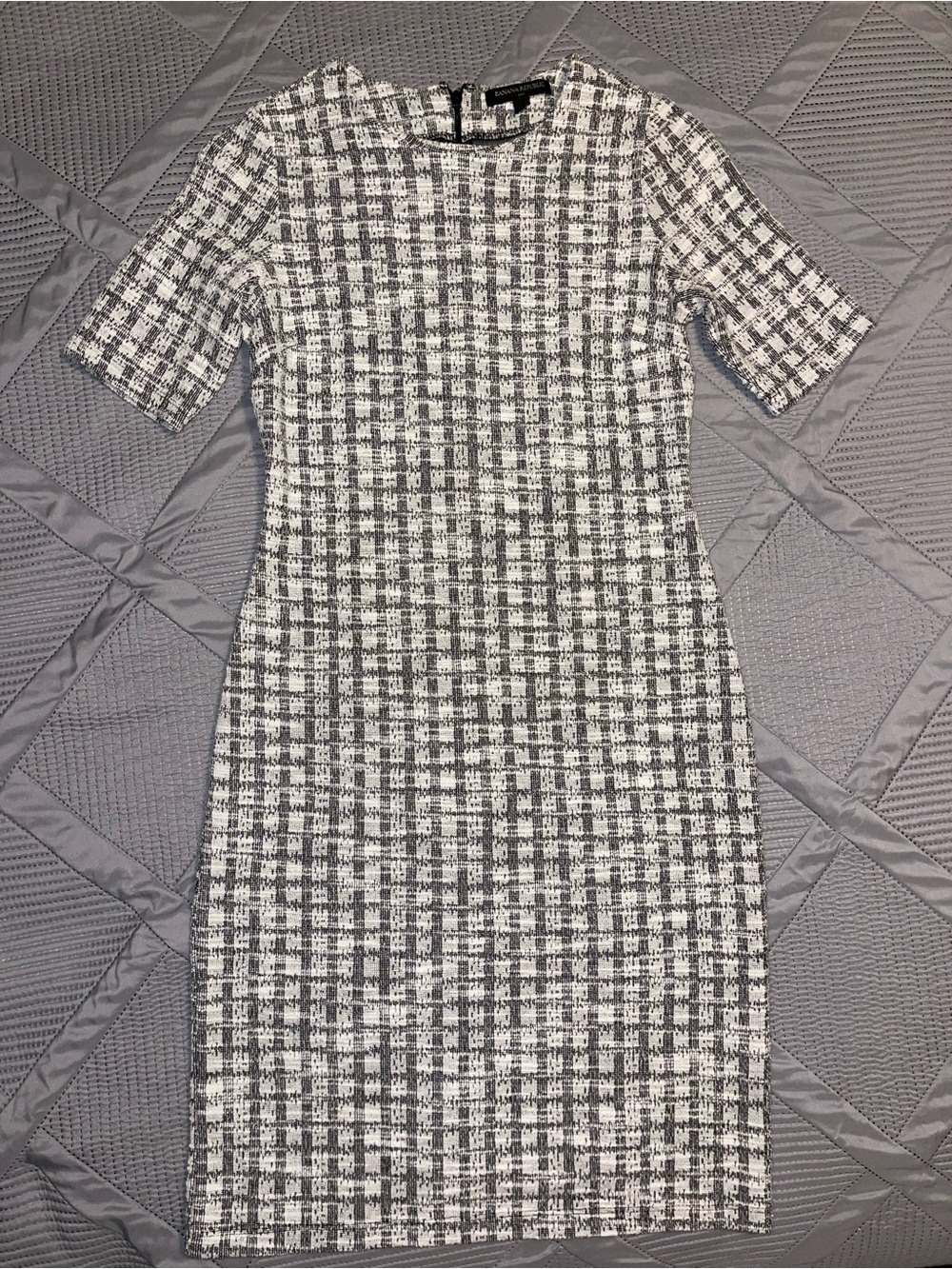 Banana Republic Black & White Tweed Midi Sheath Dress